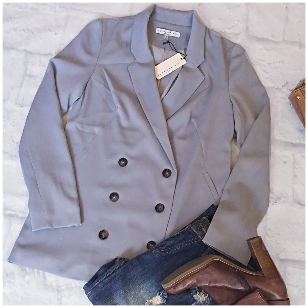 LAST ONE❗CURRENT AIR Anthro Slate Gray Chic Blazer - Picture 6 of 8
